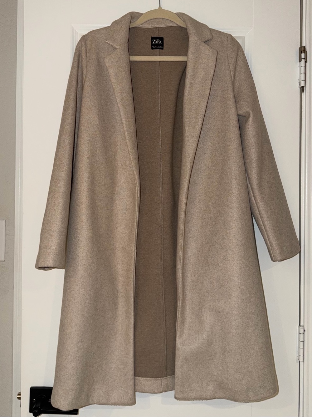 ZARA Beige Long Pull On Coat